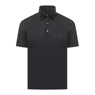 Ermenegildo Zegna Polo Shirts, male, Black, Size: 3XL Button Cotton Polo Shirt