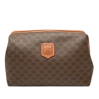 Celine Pre-owned Coated Canvas Pouch - Dames - Pre-owned - Bruin - Maat: ONE Size Leer