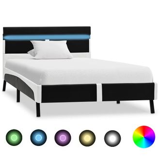 vidaXL Vidaxl - Estructura Cama Led Sin Colch&oacute;n Cuero Sint&eacute;tico Negro 90x200 Cm