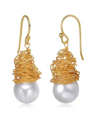 Genevive 14K Over Silver 12.4Mm Pearl Earrings