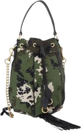 Miu Miu Pre-owned Canvas Bucket Bag - Dames - Vintage Tas - Groen - ONE Size - Vintage