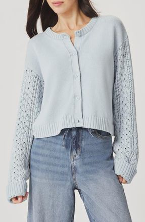 Splendid Gracie Cable Stitch Sleeve Cardigan in Country Air Blue at Nordstrom, Size X-Large