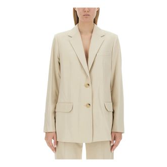 Helmut Lang Logo Tape Blazer - female - Helmut Lang - Blazers - Beige - M - Jackets