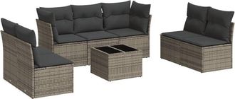 vidaXL Vidaxl - Set De Sof&aacute;s De Jard&iacute;n 8 Pzas Y Cojines Rat&aacute;n Sint&eacute;tico Gris