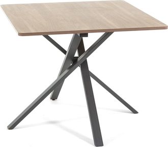 Siediti Fuori e Dentro Mesa cuadrada 90x90 cm con patas de metal y tablero efecto madera