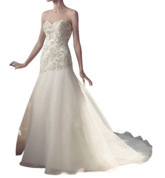 Casablanca Strapless Sweetheart Gown In Ivory/ivory/silver