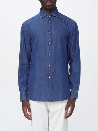 Brunello Cucinelli Slim Fit Cotton Denim Shirt with French Collar