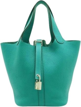 Herm&egrave;s Pre-owned Vintage Bucket Bag - Dames - Vintage Tas - Groen - ONE Size - Leer - Vintage