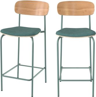 Rendez-Vous D&eacute;co Rendez-vous D&eacute;co - Set De 2 Sillas Para Isla Central En Tela Azul Pato 65 Cm - Alba