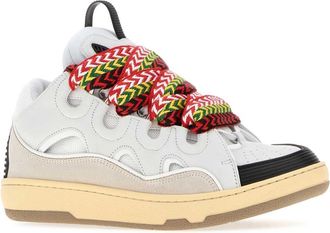 Lanvin Womens Multicolor Leather And Fabric Curb Sneakers White