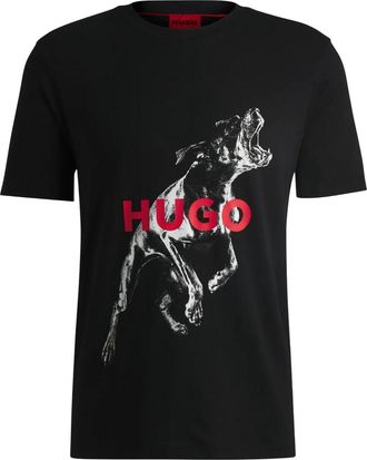 HUGO BOSS Hugo Heren Hond Oversized T-shirt (Zwart)