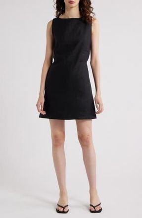 Faithfull The Brand Kelly Linen Minidress in Black at Nordstrom Rack, Size X-Small