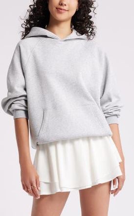 BP. Fleece Detail Oversize Raglan Hoodie in Grey Soft Heather at Nordstrom Rack, Size X-Small