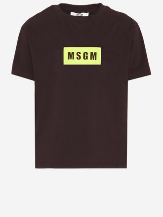 Msgm Logo-Printed Cotton T-Shirt - Brown