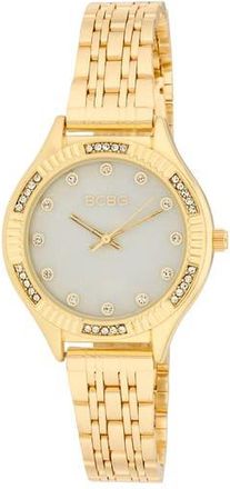 BCBGeneration Fluted Mother-of-Pearl & Crystal Bracelet Watch, 33mm in Gold at Nordstrom Rack