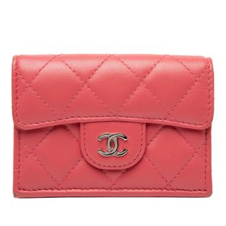 Chanel Pink Leather Wallet (Tri-Fold) (Pre-Owned)