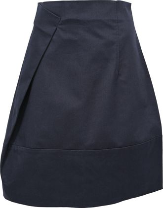 Jil Sander A-Line Midi Skirt in Navy Blue Cotton