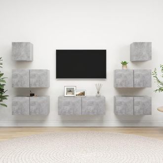 Berkfield Home 7 Piece TV Cabinet Set Concrete Grey Engineered Wood