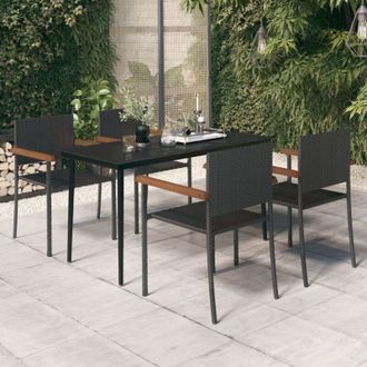 vidaXL Juego De Comedor Para Jard&iacute;n 5 Piezas Negro Vidaxl