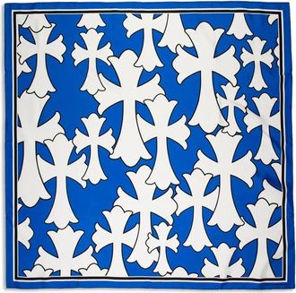 Chrome Hearts Foulard Cemetery in seta - Blu