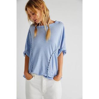 Free People Moonlit T-Shirt Womens Rock Crystal Braided Dolman Sleeve DDR2439