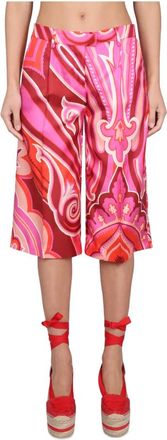 Etro Silk and Cotton Bermuda Shorts - Dames - Korte Broeken - Roze - S - Katoen - Korte Broeken