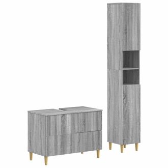 vidaXL Juego De Gabinete De Ba&ntilde;o De 2 Piezas Arnhem Sonoma Gris Vidaxl