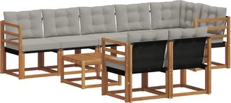 vidaXL Conjunto De Sof&aacute;s De Exterior 9 Uds. Gris Natural Y Claro Vidaxl