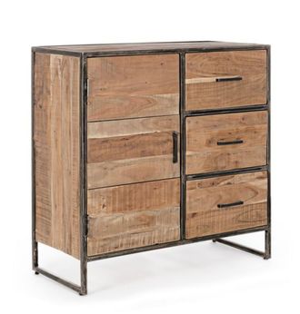 Konte Design Aparador de madera de acacia y acero, 90x40x90 cm