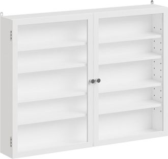 SoBuy Sobuy Armario De Pared Blanco Con Puertas Estanter&iacute;a De Pared Con Estantes Ajustables Vitrina De Pared De Aglomerado Para Sal&oacute;n 80&times;12.2&times;60 Cm Capacida