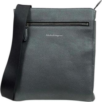Ferragamo Pre-owned Cross Body Bags, male, Gray, Size: ONE SIZE Pre-owned Leather Shoulder Bag