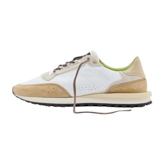 Hidnander Sneakers, male, Beige, Size: 7 US Leather Sneakers with Suede Details