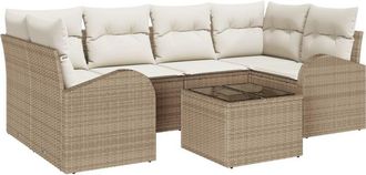 vidaXL Garden Sofa Set 7 pcs Beige 55 x 55 x 37 cm Poly rattan Vidaxl