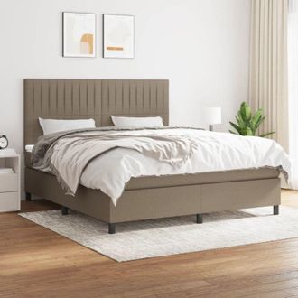 vidaXL Vidaxl - Cama Box Spring Con Colch&oacute;n Tela Gris Taupe 160x200 Cm