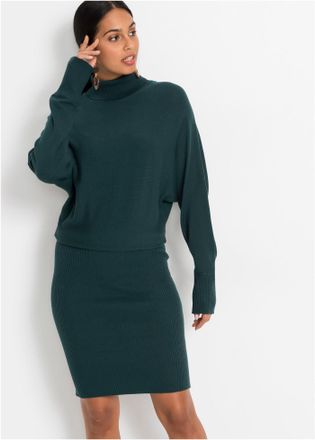 Bonprix Strickkleid BONPRIX, Damen, Gr. 56/58 (XXXL), N-Gr, blau (petrolgr&uuml;n), Obermaterial: 50% Viskose, 26% Polyamid, 24% Polyester, schmal, Kleider Strickk