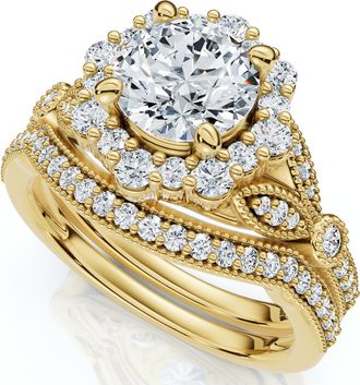 Pompeii3 1 1/2Ct Eloise Diamond Engagement Ring Set 14k Gold or Platinum