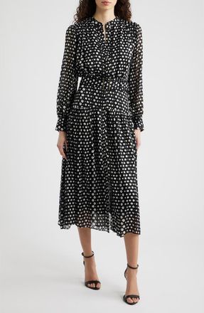 Elie Tahari The Rue Dot Long Sleeve Maxi Dress in Noir And White Polka Dot at Nordstrom, Size 12