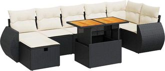 vidaXL Set Sof&aacute;s Jard&iacute;n Y Cojines 5 Pzas Rat&aacute;n Sint&eacute;tico Acacia Negro Vidaxl