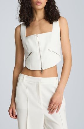 Kenneth Cole Sleeveless Zip Front Top in Pure White at Nordstrom, Size 10