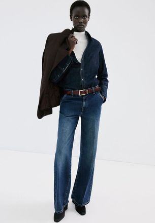 Mango Jeans wide leg vita media blu scuro - Donna - 36 - MANGO