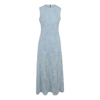 Rotate ROTATE Birger Christensen, Gowns, female, Blue, Size: S Textured Mesh Dress with Floral Pattern