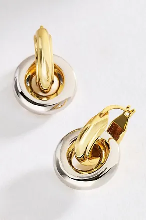 Luv AJ Two-Tone Interlock Hoop Earrings