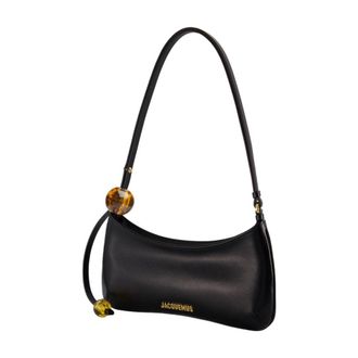 Jacquemus Womens Le Bisou Perle - Jacquemus Leather Black Cowhide Bags Shoulder-Hobo-Bags