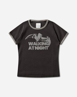 Roa Women s Guniy Ribbed Baby T-Shirt Washed Black