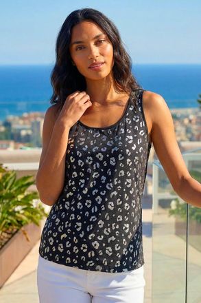Roman Foil Leopard Print Vest
