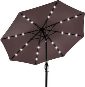 Best Choice Products 10ft Solar LED Lighted Patio Umbrella w/ Tilt Adjustment, UV-Resistant Fabric