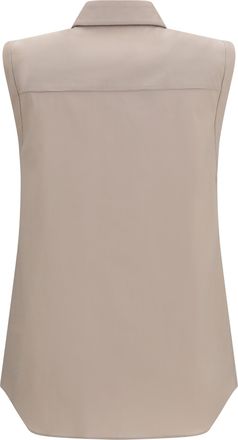 Brunello Cucinelli Womens Sleeveless Shirt Pale Oak Cotton; Polyamide; Elastane
