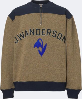 J.W.Anderson Embroidered wool-blend half-zip sweater