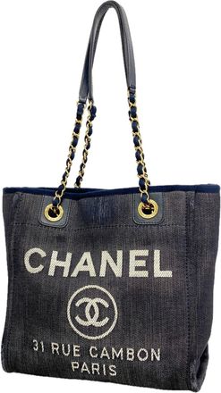 Chanel Navy Denim Tote Bag (Pre-Owned)
