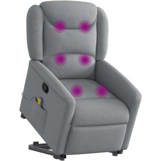vidaXL Vidaxl - Sill&oacute;n De Masaje Reclinable De Pie De Tela Gris Claro